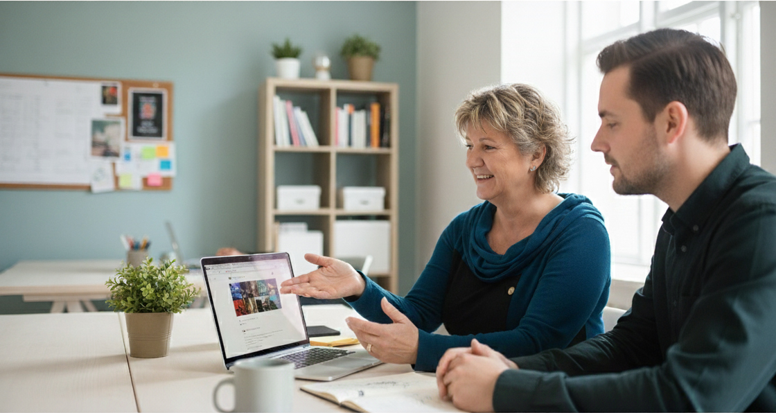 Utbildning o stod Ann Tavelin ger en webbutbildning till kund