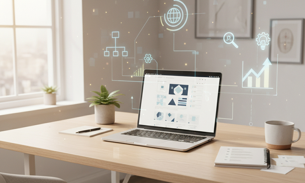 webb strategi bmn Kontorsbord med dator